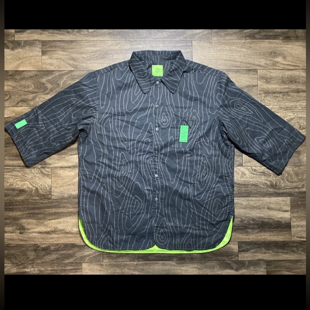 Cash App Snap Jacket Men’s XXL Lined 3/4 Sleeve Woodgrain Shacket Made in USA